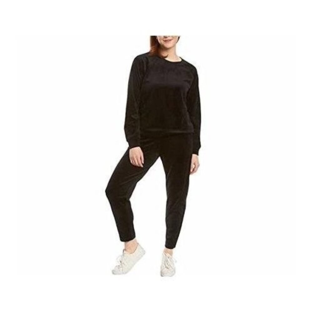 Swan Sweatpants Womens Size M Black Velour Elastic Waist Lounge Casual Pants